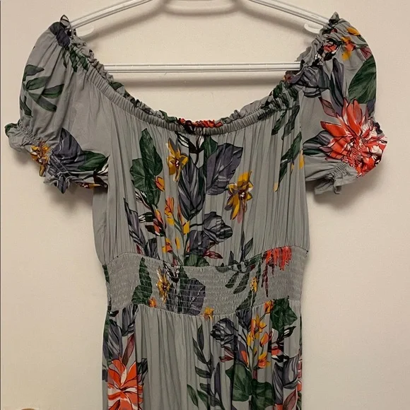 Women’s Patrons of Peace Grey & Floral Midi Dress Size Medium - Picture 4 of 8